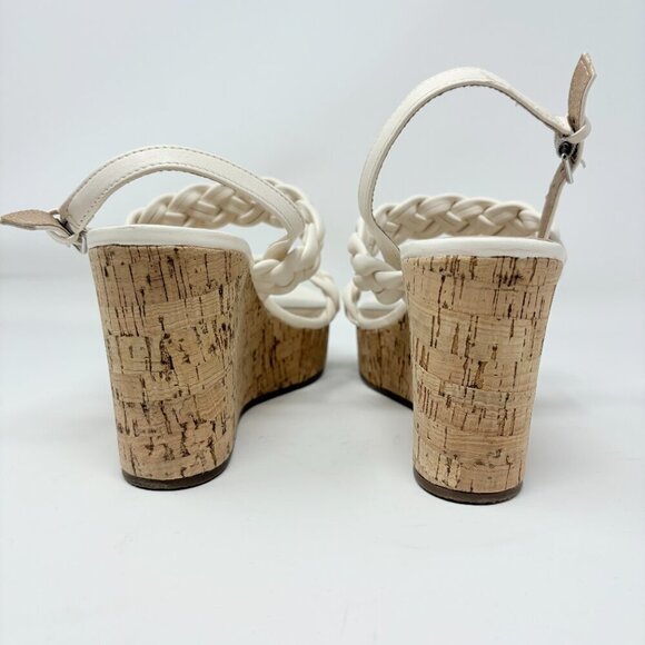 Esprit Braided Espadrille Platform Cork Wedge White Size 8 - Picture 5 of 7
